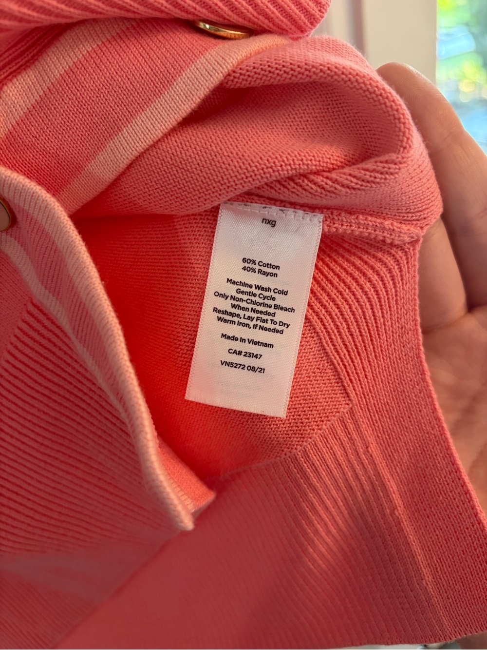 Talbots Coral Pink V-Neck Button Cardigan - Picture 6 of 6